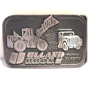 Vintage Trucking Business Large Oversized Silver Metal Western Mens Belt Buckle